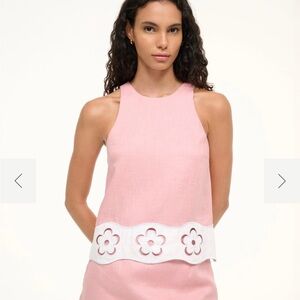 STAUD Pink and White Cutout Tank Top